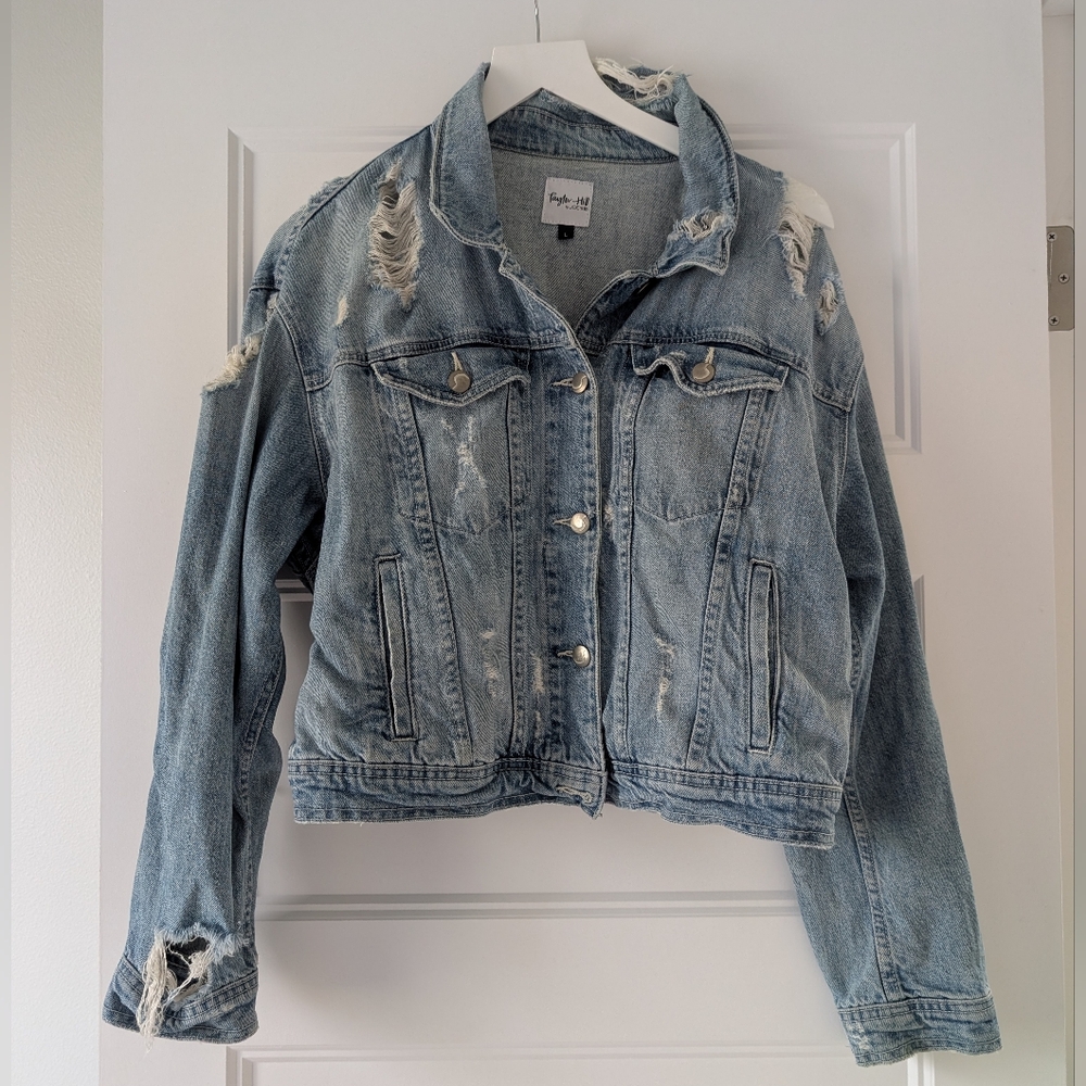 Taylor Hill By Joe's Jeans Light Blue Distressed Jean Jacket